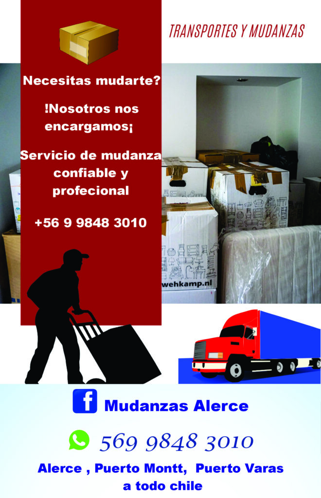 Mudanzas alerce
Servicios de mudanza a todo Chile.
servicio de embalaje y empaquetado de sus pertenencias.